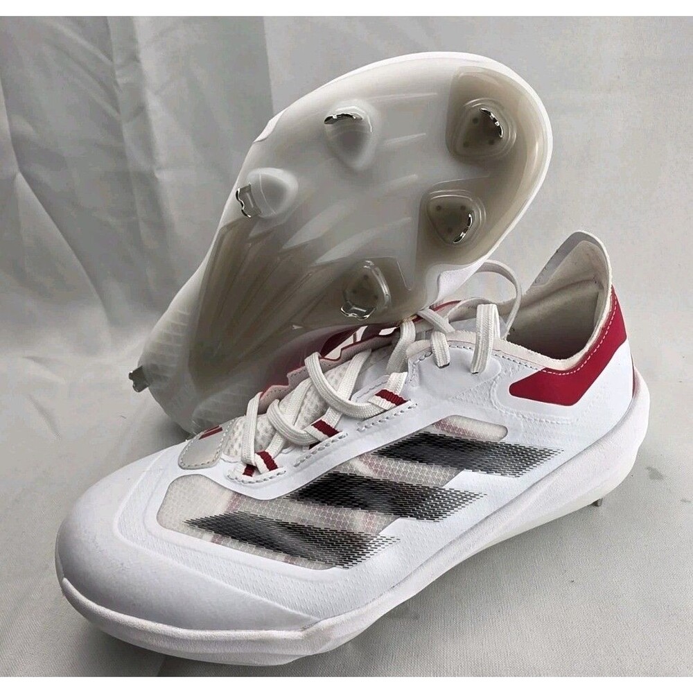 Adidas Adizero Impact Baseball Cleats White Black Power Red IF8500 Men’s Sz 6.5